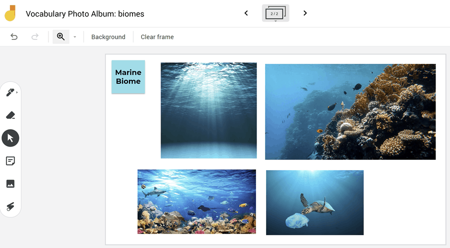 jamboard with pictures of the ocean