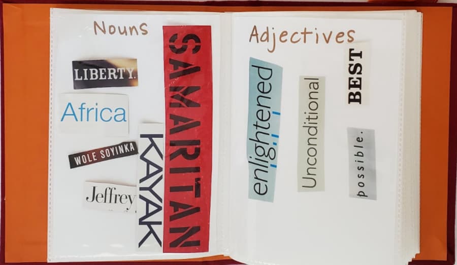 photo album with nouns and adjectives