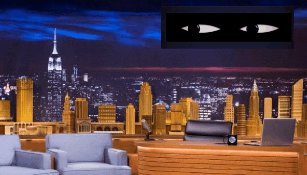 tonight show set with gif file saying word sneak
